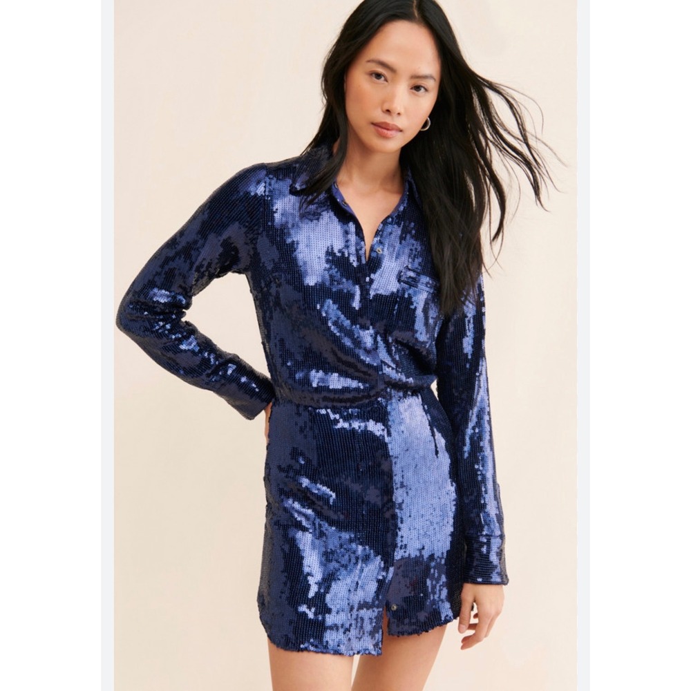 Free People Sophie Sequin Mini Dress Midnight Navy XS NWT Party Glam